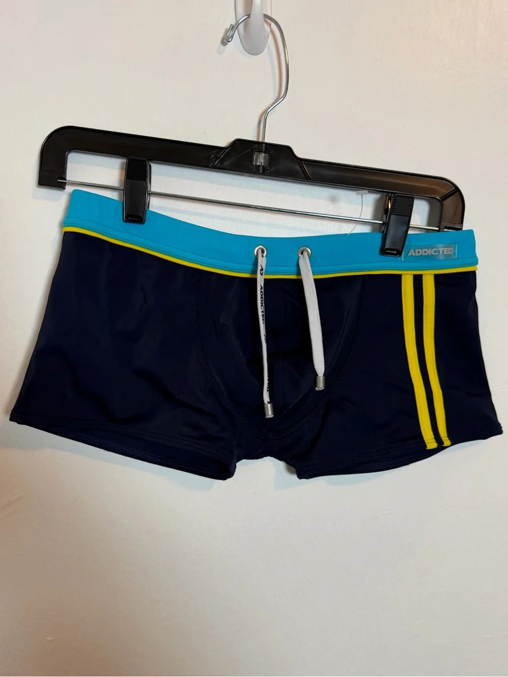 Addicted Men's Navy Blue Swim Trunks with Light Blue Waistband